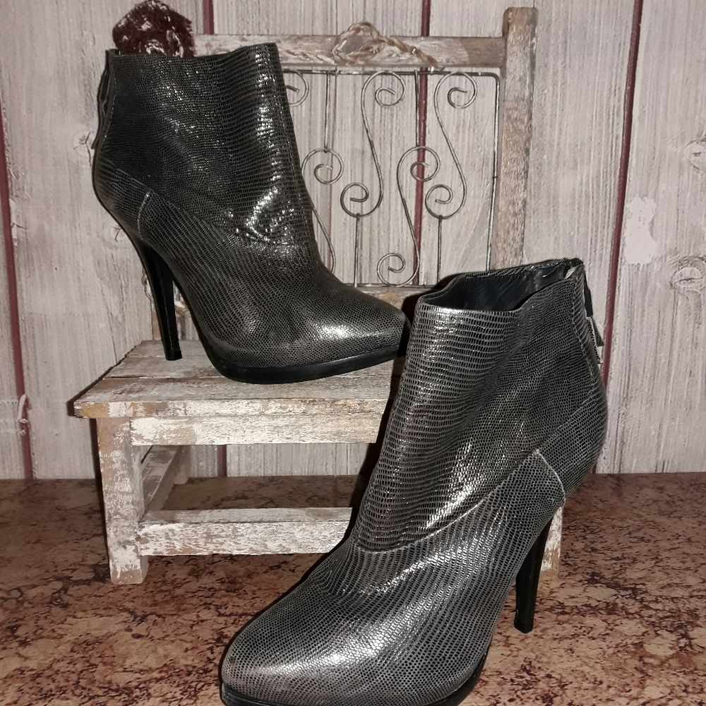 All Saints Silver Metallic Shimmer Platform Heels